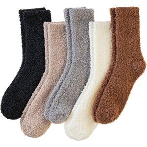 Women's Multi Fuzzy Socks Warm Fluffy Winter Cozy Thick Plush Slipper Sleep